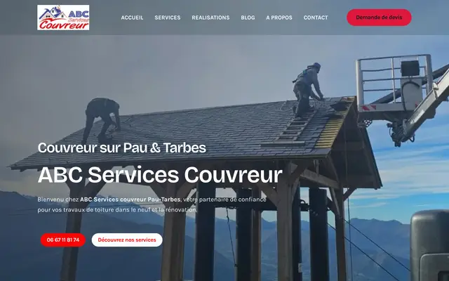 Page d'accueil du site ABC Couvreur