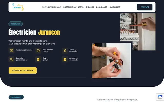 Page d'accueil du site AD Services 64