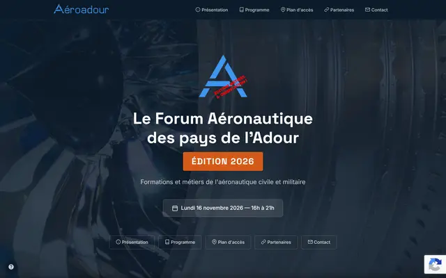 Page d'accueil du site Aéroadour