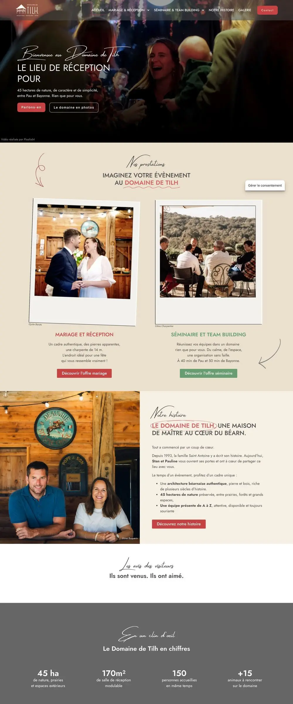 Page d'accueil du site Domaine de Tilh