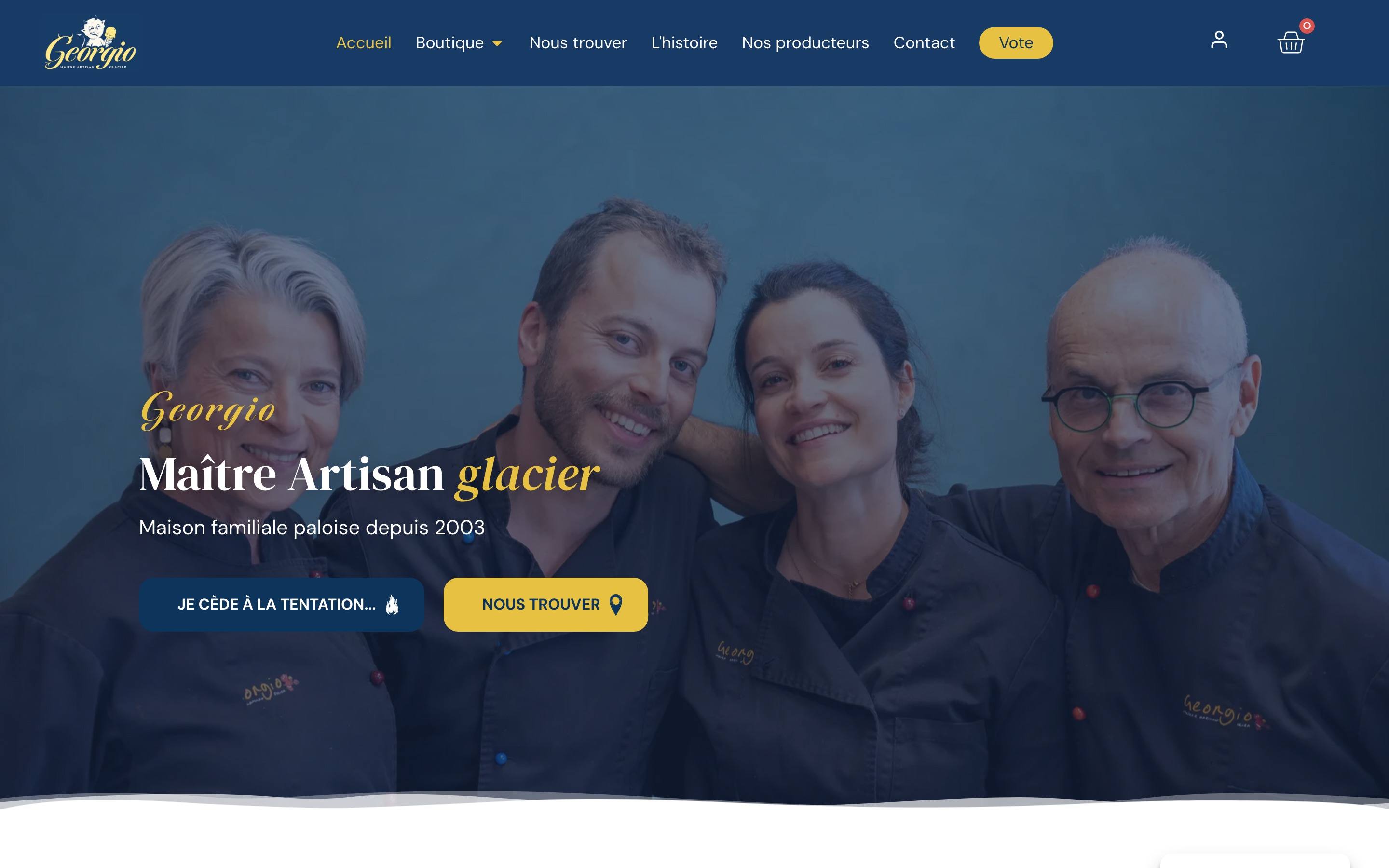 Page d'accueil du site Georgio Glacier