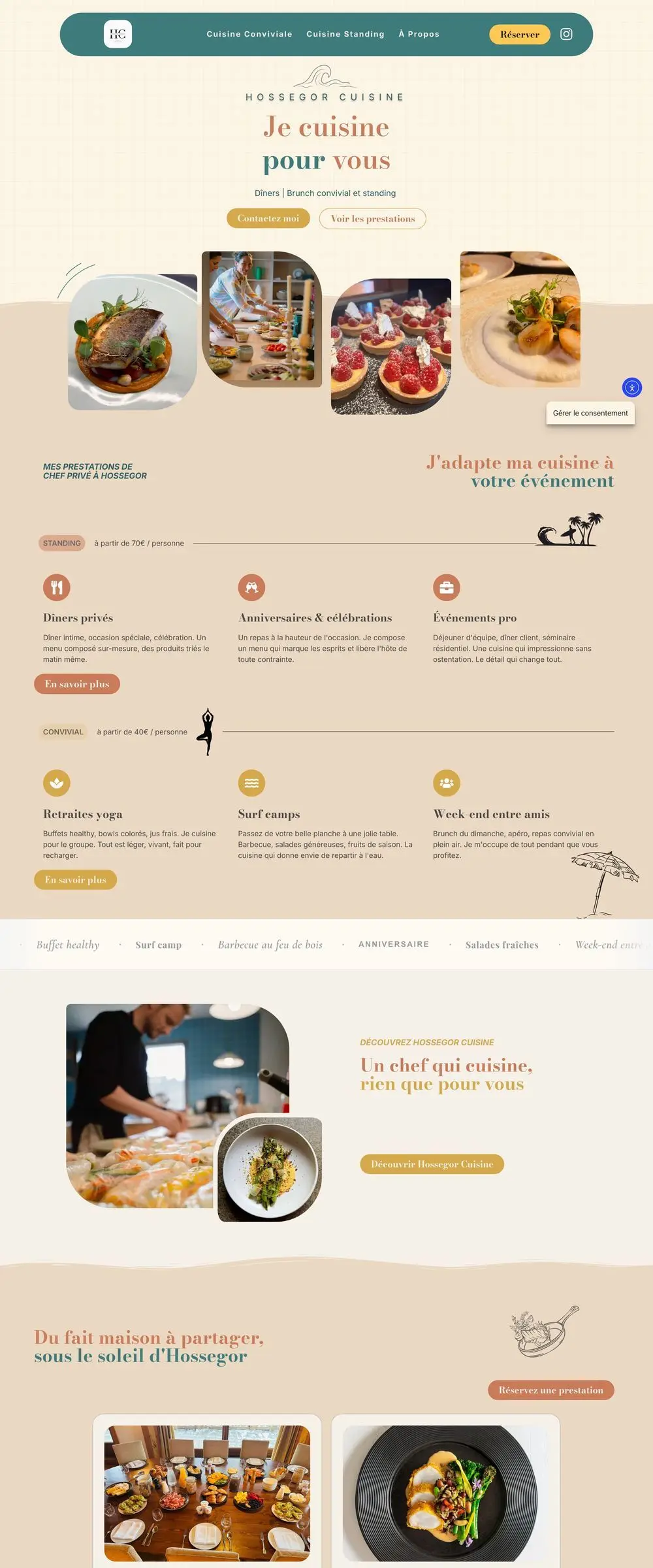 Page d'accueil du site Hossegor Cuisine