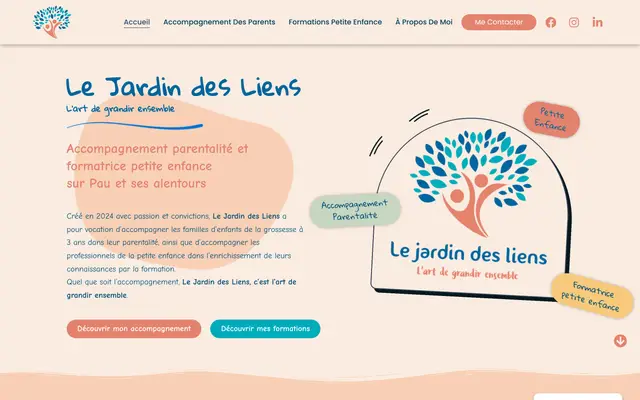 Page d'accueil du site Le Jardin des Liens