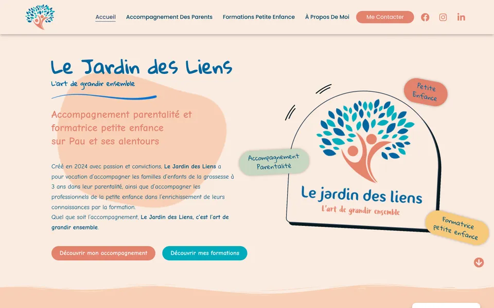 Site Le Jardin des Liens sur ordinateur, tablette et téléphone