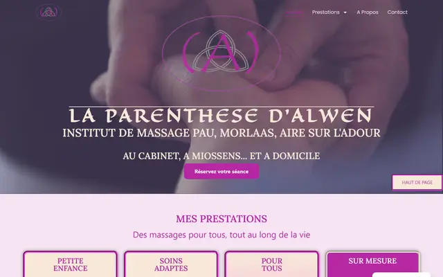 Page d'accueil du site La Parenthèse d'Alwen