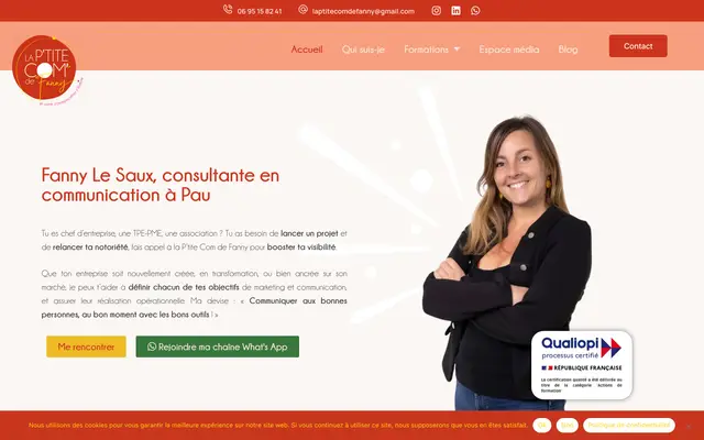 Page d'accueil du site La P'tite Com de Fanny