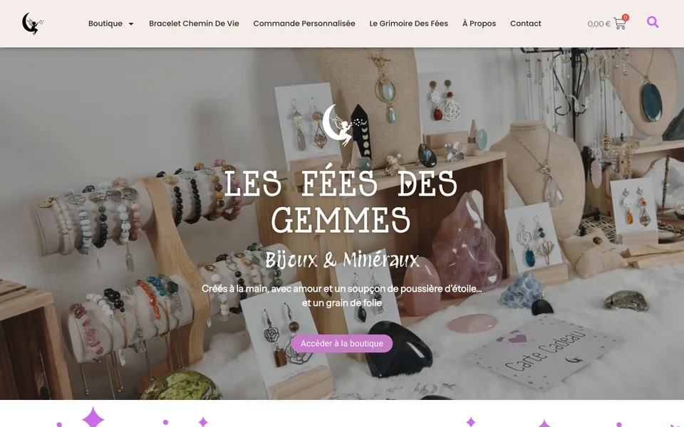 Site Les Fées des Gemmes sur ordinateur, tablette et téléphone