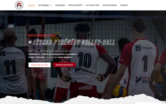 Page d'accueil du site Lescar Volley-Ball