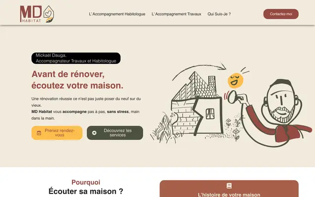 Page d'accueil du site MD Habitat