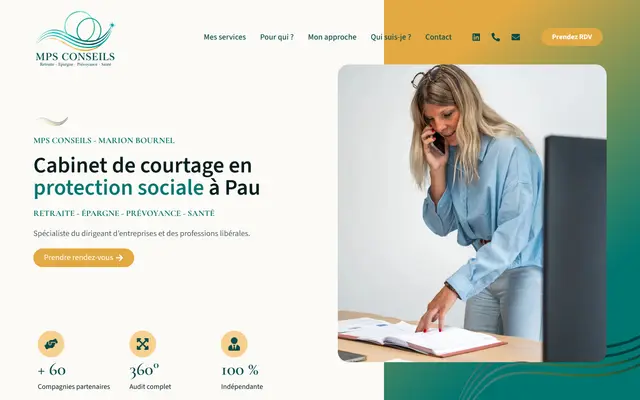 Page d'accueil du site MPS Conseils