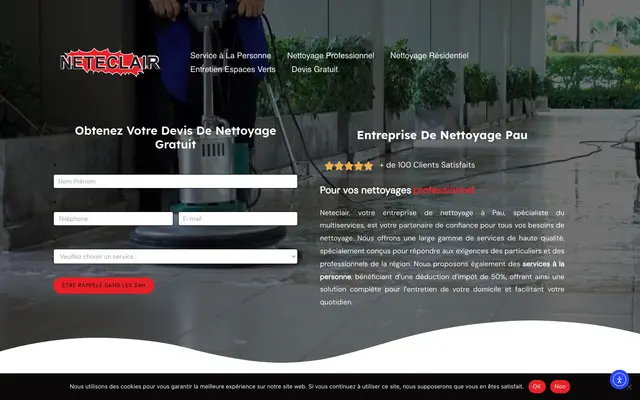 Page d'accueil du site Net'Éclair