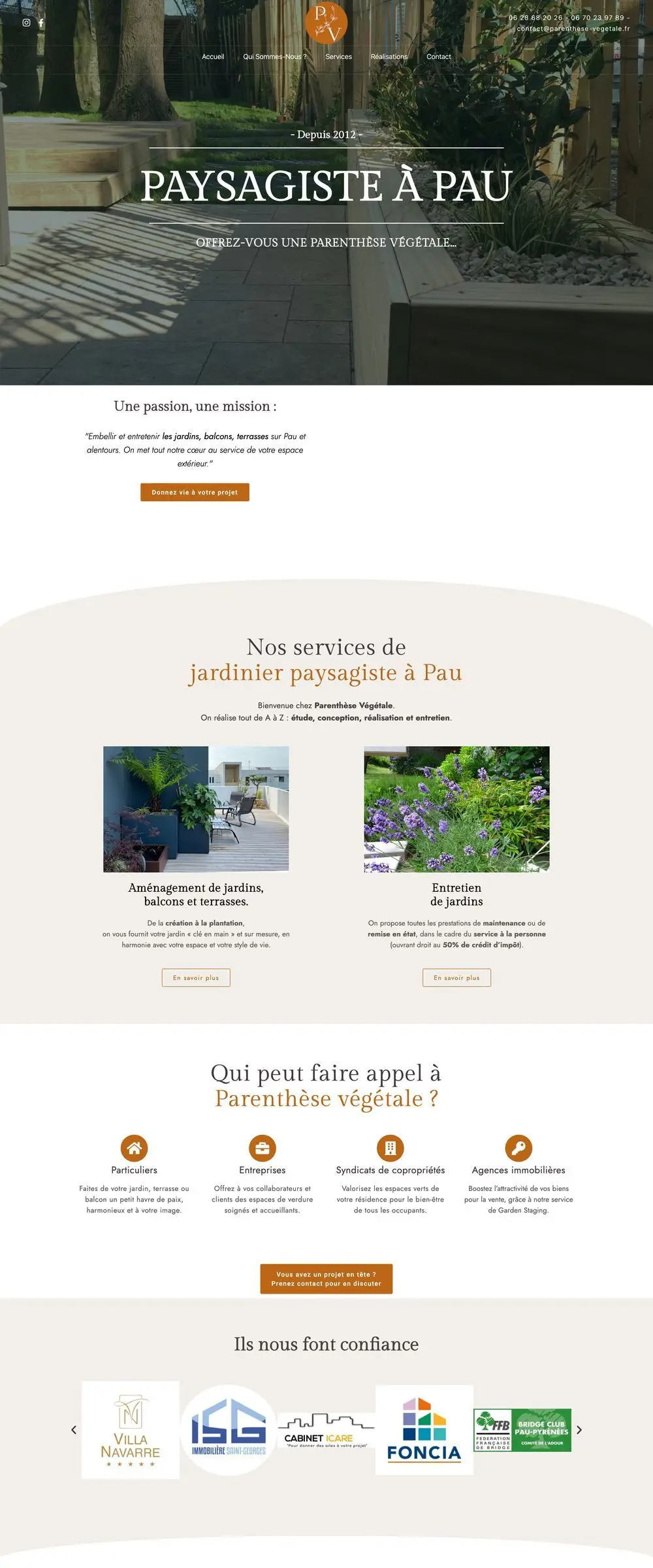 Page d'accueil du site Parenthèse Végétale