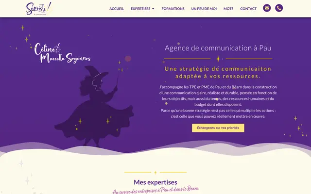 Page d'accueil du site Sapristi Communication