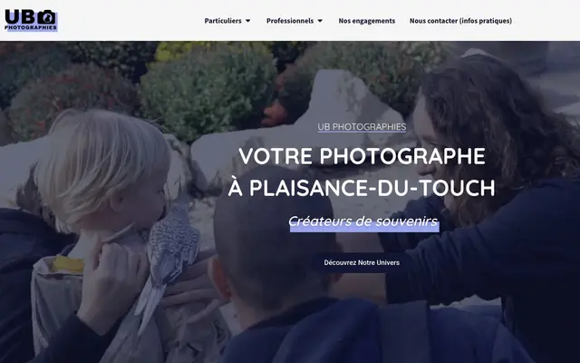 Page d'accueil du site UB Photographies