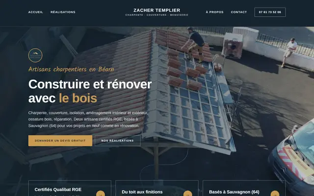 Page d'accueil du site Zacher Templier