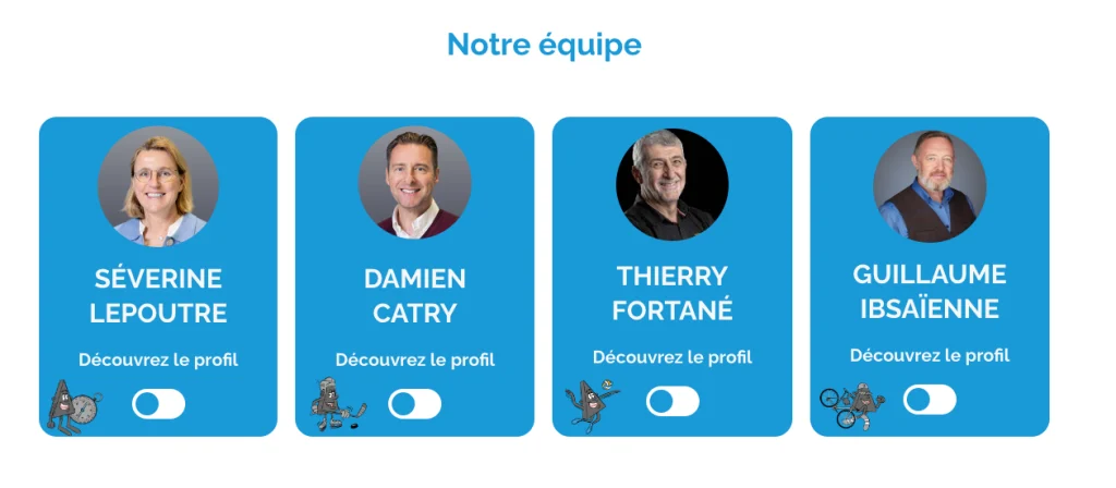 Capture d'écran de la section notre équipe du site web https://kaleido.pro/notre-adn