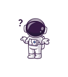 Astronaute dessiné, fond noir, geste interrogatif