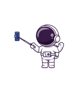 Astronaute dessiné posant avec selfie stick